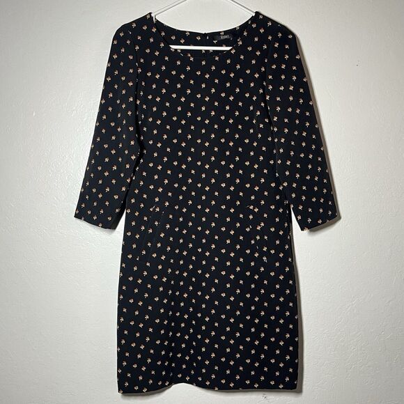 Seventy Sergio Tegon Dress Italy Size 38 US Size 4 Floral Print Black Brown - Picture 1 of 9